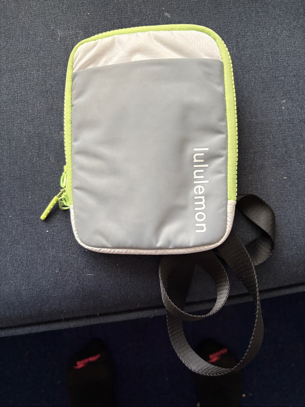 lululemon Gray and Lime Green Crossbody Pouch